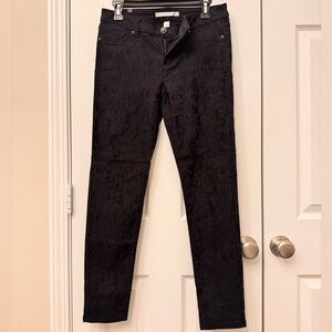 LC Lauren Conrad Charcoal Floral Textured Pants